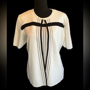 Patchington 2 Pc Sweater Set White with Black accents | Size S
